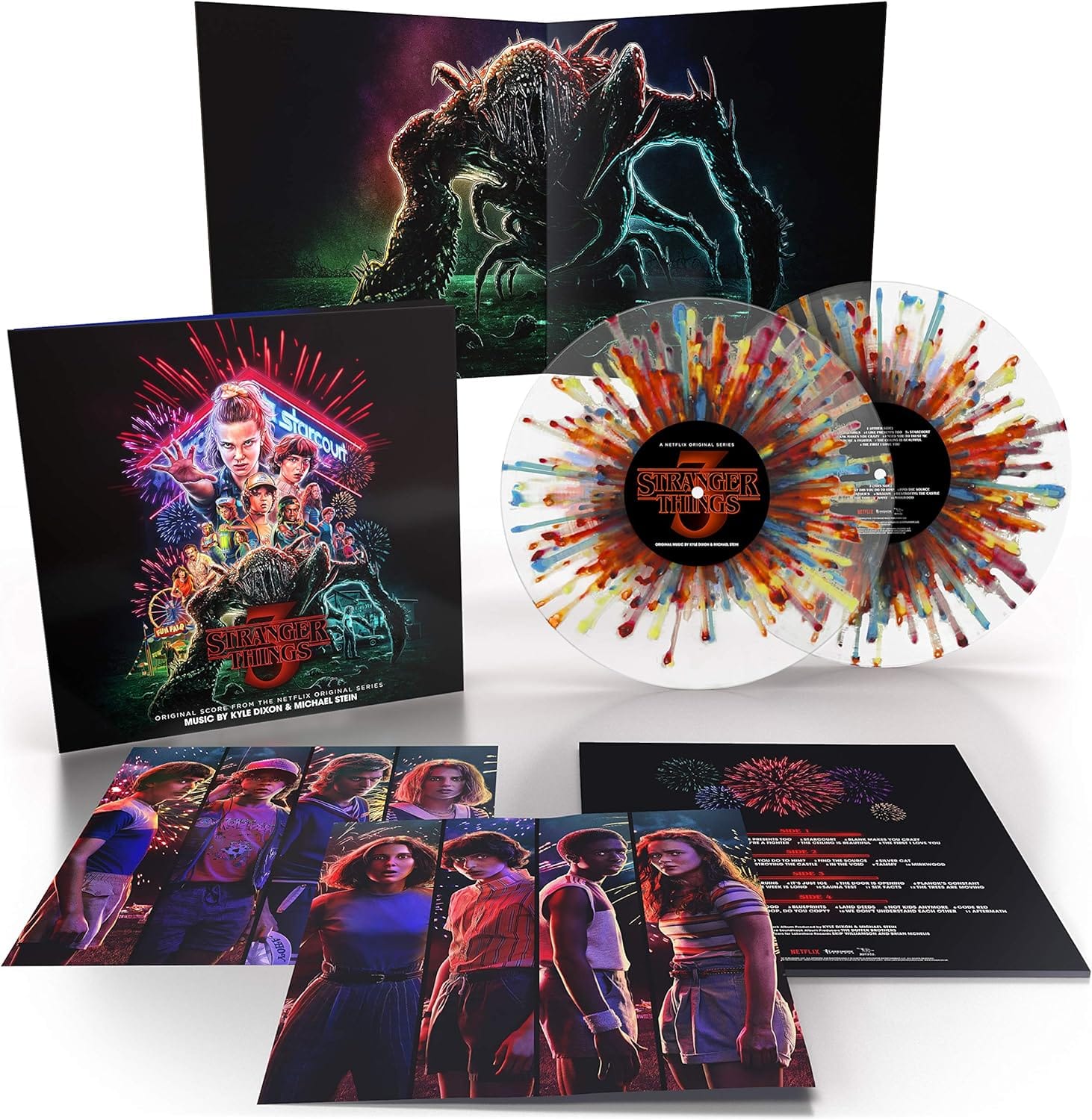 kit Stranger Things 3 - Original Score From The Netflix Original Series (Clear Translucent w/ Multi-color Splatter) - Imagem 1