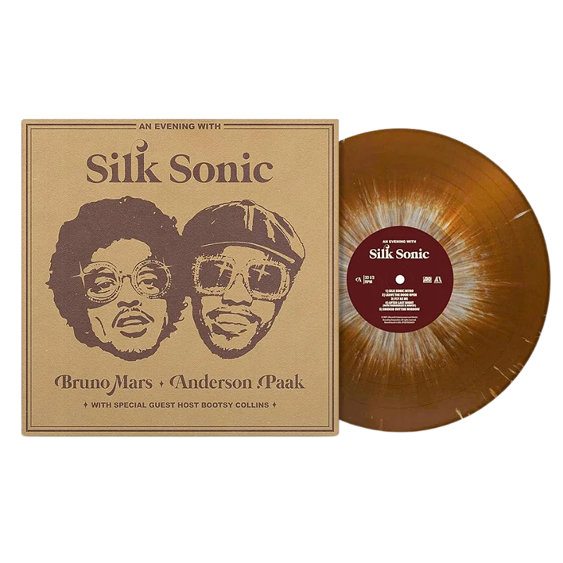 capa + disco Silk Sonic - An Evening With Silk Sonic (Brown and White Splatter Vinyl) - Imagem 1