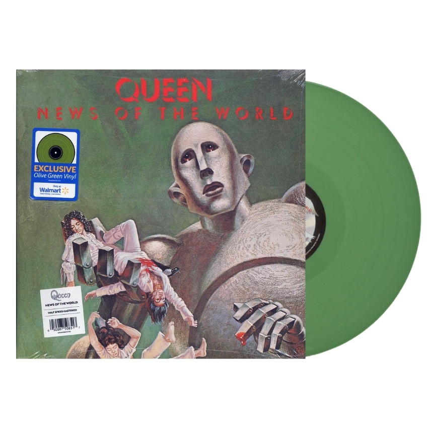 Capa e Disco Queen - News Of The World (Half Speed Mastered - Olive Green Vinyl) - Imagem 1